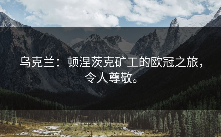 乌克兰:顿涅茨克矿工的欧冠之旅,令人尊敬。 乌克兰:顿涅茨克矿工的欧冠之旅,令人尊敬。