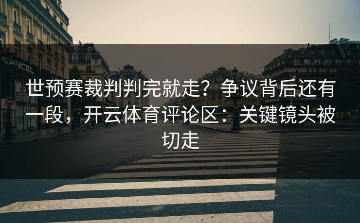 世预赛裁判判完就走？争议背后还有一段，开云体育评论区：关键镜头被切走