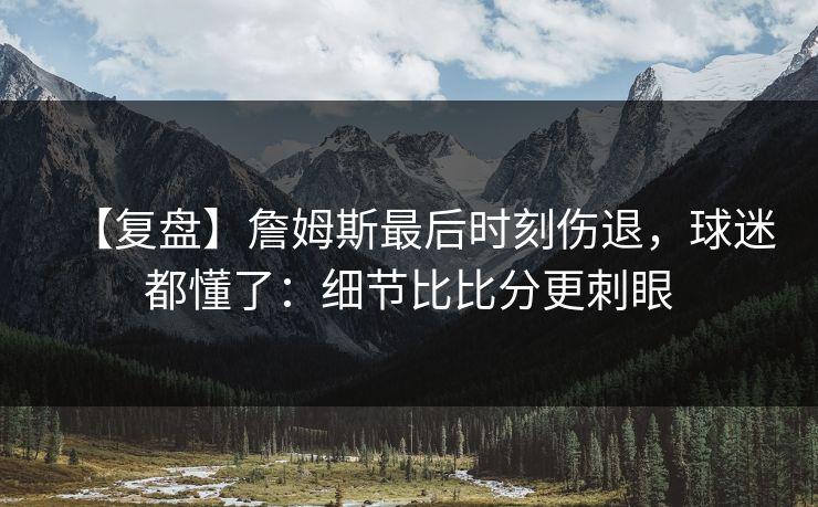 【复盘】詹姆斯最后时刻伤退，球迷都懂了：细节比比分更刺眼